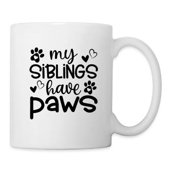 My siblings have paws dogs baby cats - Mug - white - Right