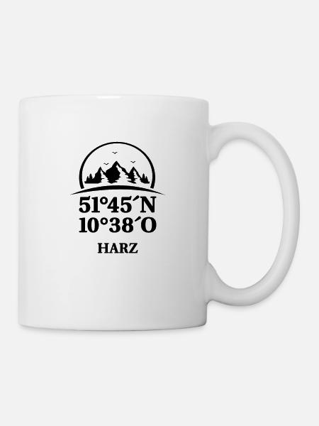 Harz Koordinaten - Tasse - Weiß