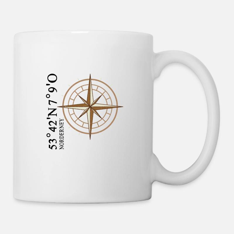 Norderney Koordinaten Insel - Tasse - Weiß