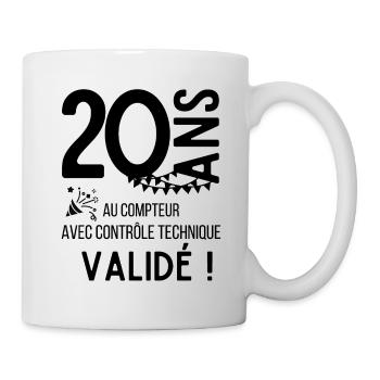 T shirt anniversaire 20 ans humour adulte cadeau - Mug blanc - blanc - Droite