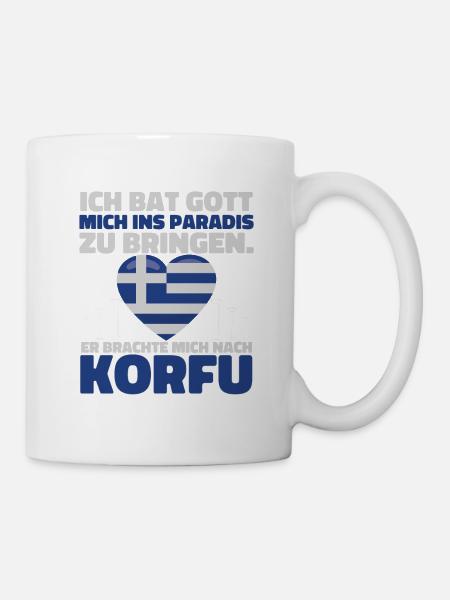 Gott Paradies Korfu Griechenland Urlauber - Tasse - Weiß
