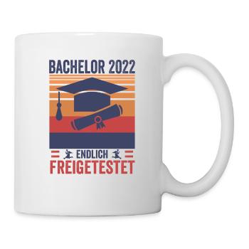 Vintage Bachelor Endlich Freigetestet Shirt - Tasse - Weiß - Rechts