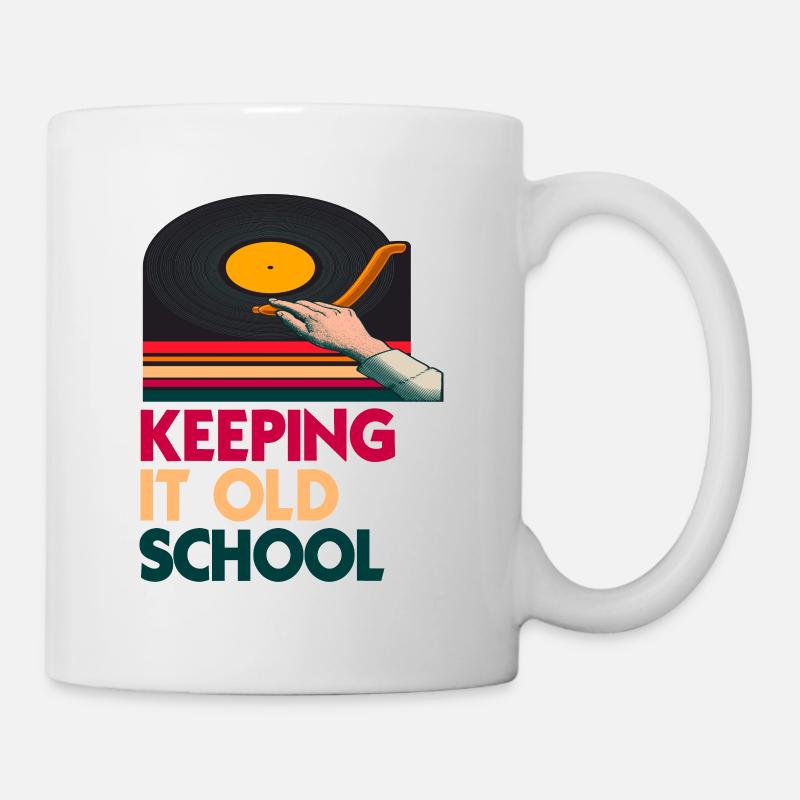 L’amateur de vinyle de la vieille école old school - Mug blanc - blanc