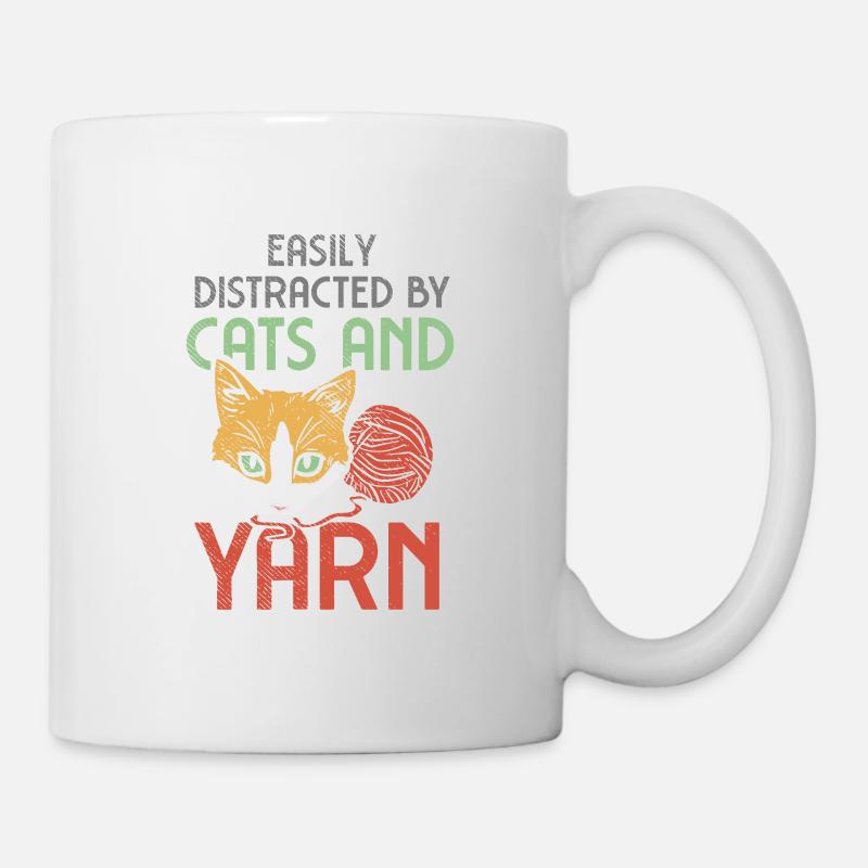 Crochet de fil de chat - Mug blanc - blanc