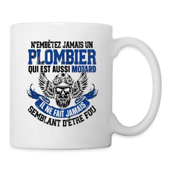 Motard Moto Plombier Cadeau Homme Bike Badass - Mug blanc - blanc - Droite