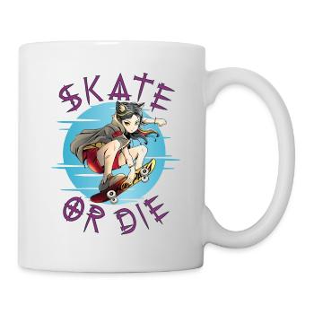 Skate oder stirb Skateboarder Anime Mädchen - Tasse - Weiß - Rechts