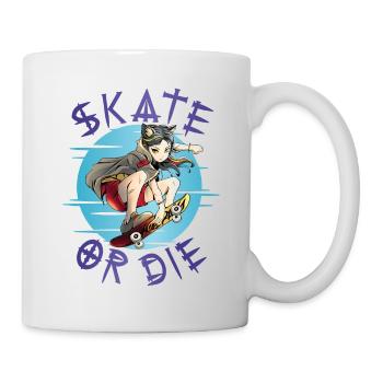 Skate oder stirb Skateboarder Anime Mädchen - Tasse - Weiß - Rechts