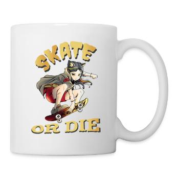 Skate or die Skateboarder Anime Girl - Mug - white - Right