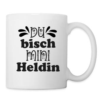 Du bisch min Heldin Patentante fragen Schweiz - Tasse - Weiß - Rechts