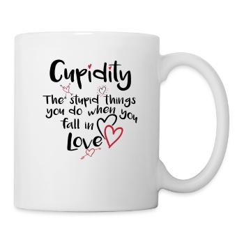 Cupidity Valentinstag Liebe macht dumm Shirt - Tasse - Weiß - Rechts
