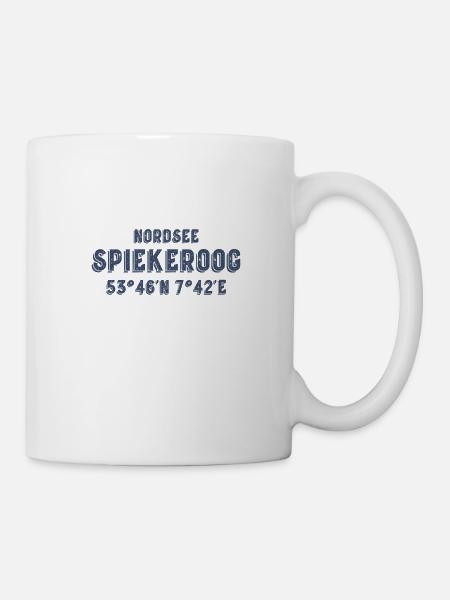 Spiekeroog Koordinaten Nordsee - Tasse - Weiß
