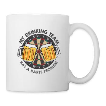 Dart & Bier Lustiger Darts Spruch - Tasse - Weiß - Rechts