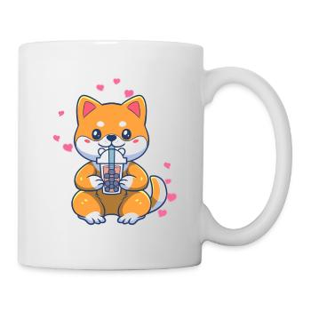 Kawaii Puppy Baby Dog Boba Tea Bubble Tea Girl - Mug - white - Right