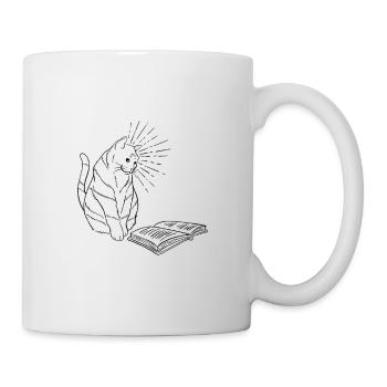Katze und Bücher - Tasse - Weiß - Rechts