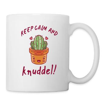 Kaktus Humor Keep Calm And Knuddel Geschenkidee - Tasse - Weiß - Rechts