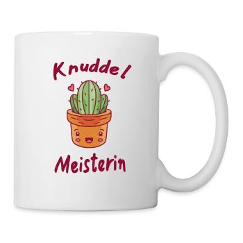 Kaktus Humor Knuddel Meisterin Geschenkidee - Tasse - Weiß - Rechts