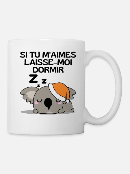 Si Tu M'aimes Laisse Moi Dormir Koala Dormeur Ours - Mug blanc - blanc