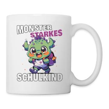 Einschulung Schule Monster starkes Schulkind - Tasse - Weiß - Rechts
