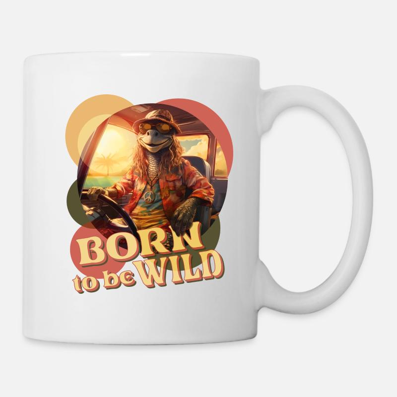 Né pour être sauvage. Iguane hippie aventureux - Mug blanc - blanc