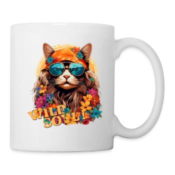 Chaton hippie avec bandana et lunettes Alma Salvaje - Mug blanc - blanc - Droite