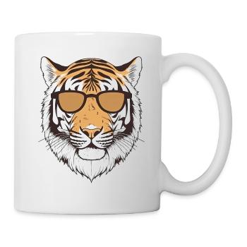 Tiger trägt Schatten Tierliebhaber - Tasse - Weiß - Rechts