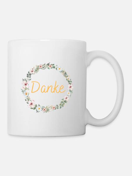 Danke! Blumen_Kranz personalisierbar - Tasse - Weiß