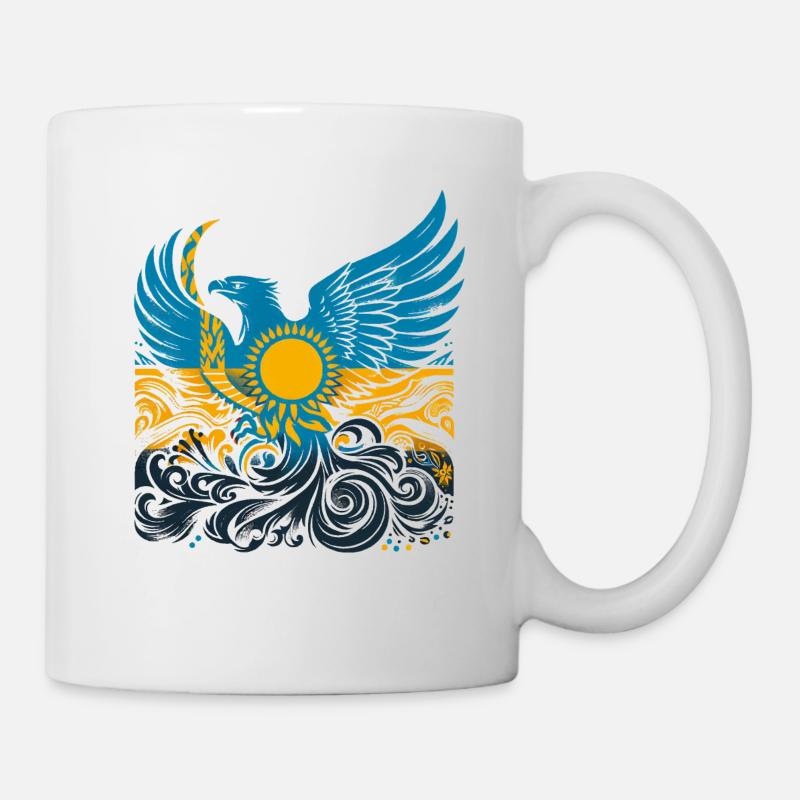 Kasachstan Adler Wappen Flagge Geschenk - Tasse - Weiß