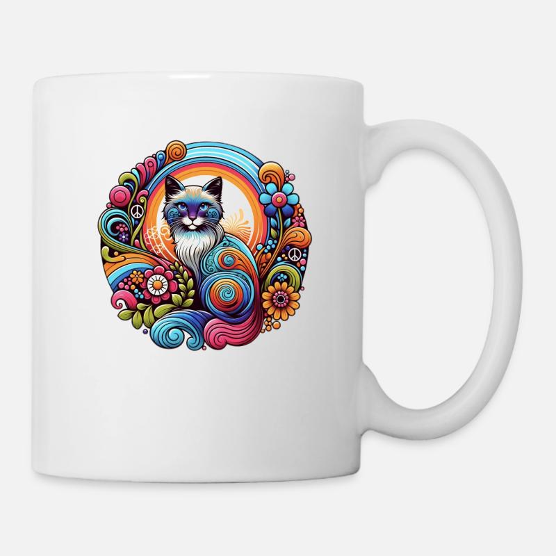 Katze 70er Jahre - Tasse - Weiß