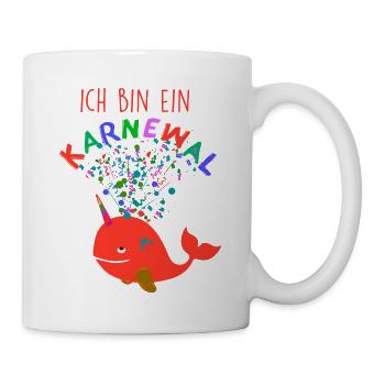 karnewal,wal,konfetti,karneval,walfisch,rot - Tasse - Weiß - Rechts