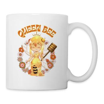 Bienenkönigin Flower Power Fee Blumen Biene Hummel - Tasse - Weiß - Rechts