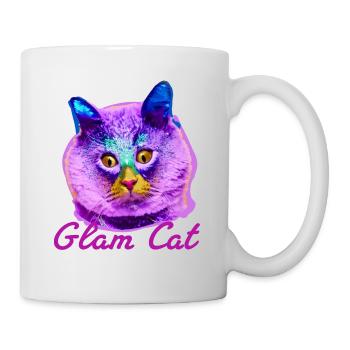 glam cat,cat,pink, glamorous, cross-eyed - Mug - white - Right