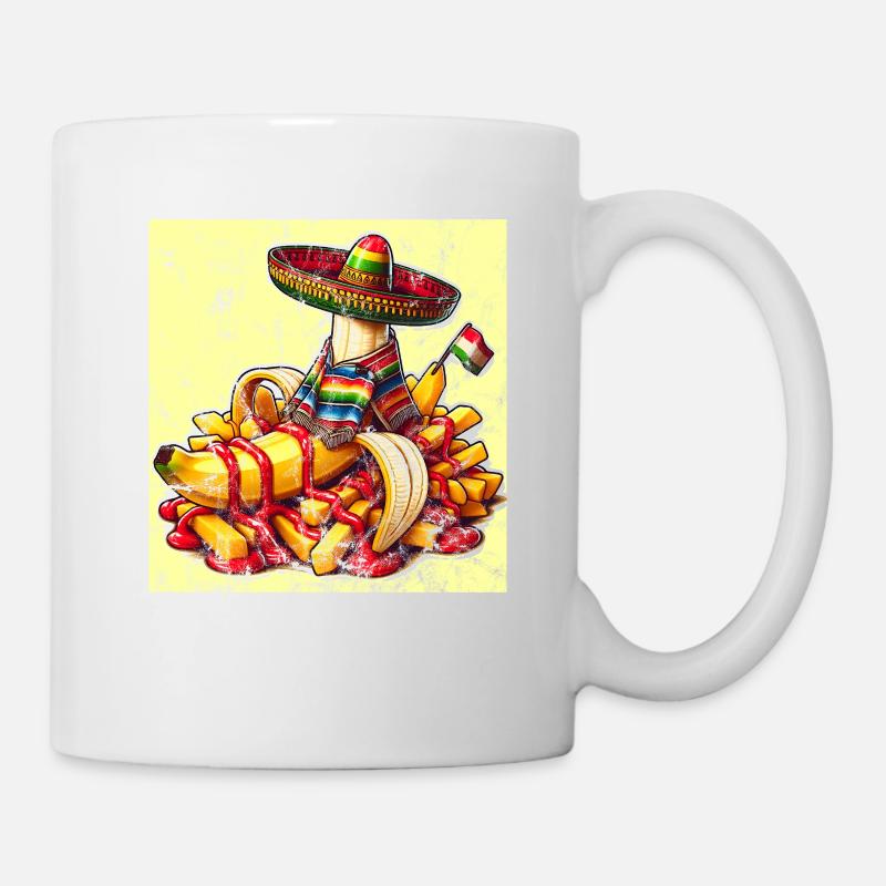 Cinco de Mayo Banane mit Ketchup und Pommes - Tasse - Weiß