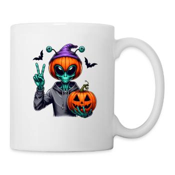 Peaceful Alien with Halloween Pumpkin - Mug - white - Right