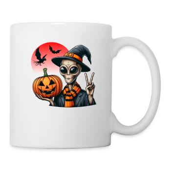 Peaceful Alien with Halloween Pumpkin - Mug - white - Right