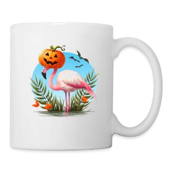 Flamingo with Halloween Pumpkin Hat - Mug - white - Right