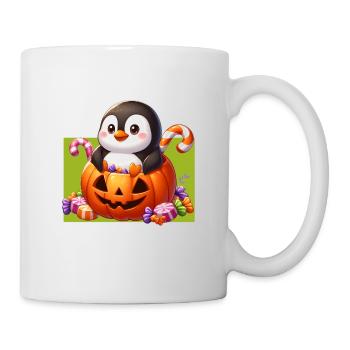 Pinguin im Halloween-Kürbis - Tasse - Weiß - Rechts