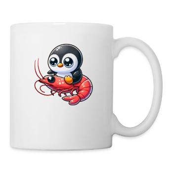 Pinguin reitet Shrimp - Tasse - Weiß - Rechts