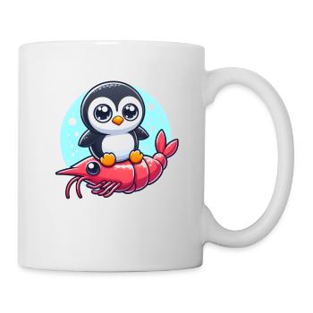 Pinguin reitet auf Shrimp - Tasse - Weiß - Rechts