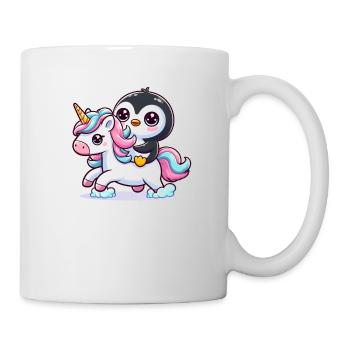 Un pingouin sur une licorne - Mug blanc - blanc - Droite