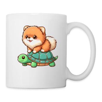 Pomeranian on Turtle Ride - Mug - white - Right