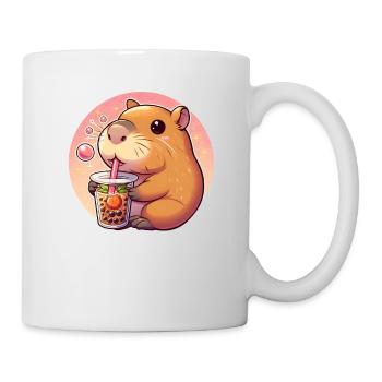 Capybara genießt Bubble Tea - Tasse - Weiß - Rechts