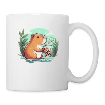 Capybara genießt Bubble Tea - Tasse - Weiß - Rechts