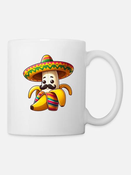Cinco de Mayo Banane avec moustache - Mug blanc - blanc
