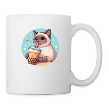 Siamesische Katze beim Bubble Tea - Tasse - Weiß - Rechts