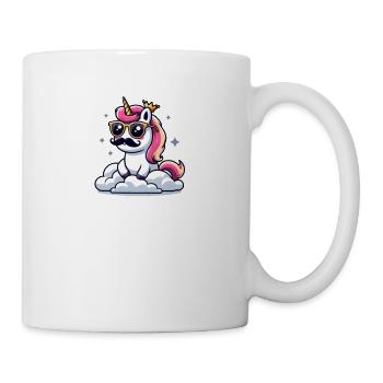 Einhorn mit Schnurrbart - Tasse - Weiß - Rechts