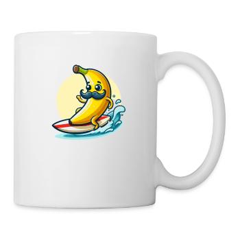 Surfende Banane mit Schnurrbart - Tasse - Weiß - Rechts