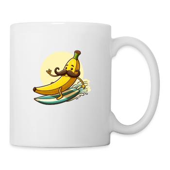 Surfende Banane mit Schnurrbart - Tasse - Weiß - Rechts