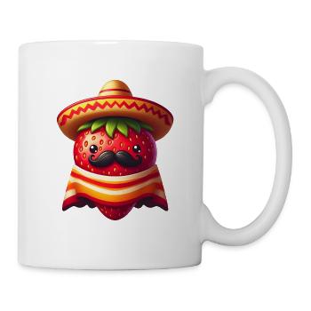 Cinco de Mayo Erdbeere mit Schnurrbart - Tasse - Weiß - Rechts