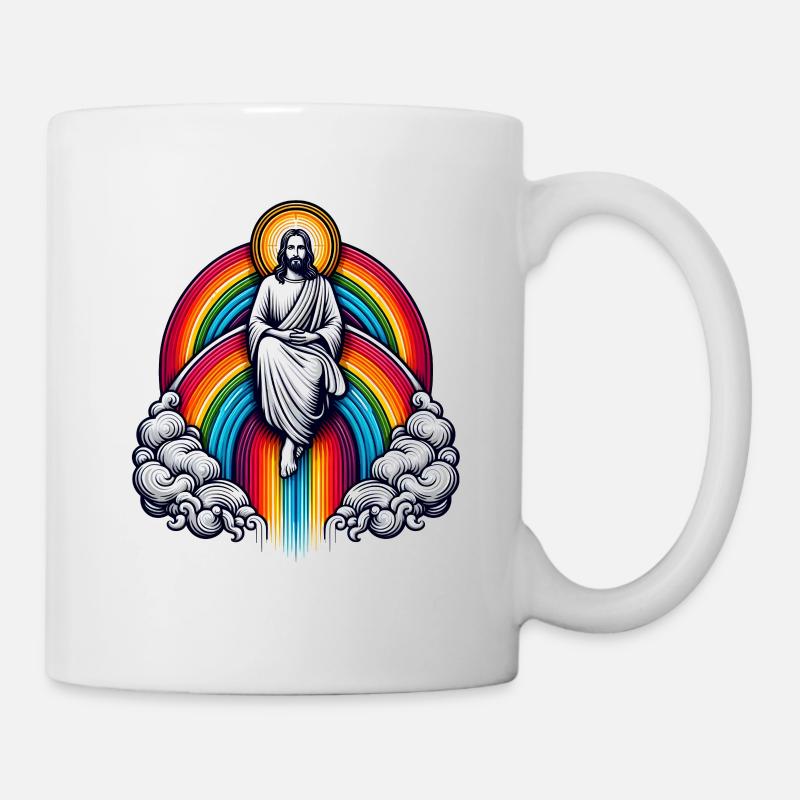 Jesus auf einem Regenbogen - Tasse - Weiß