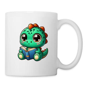 Dino reads a book - Mug - white - Right